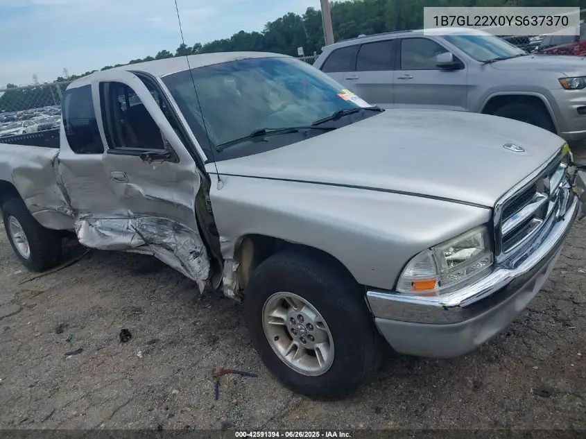 2000 Dodge Dakota Slt/Sport VIN: 1B7GL22X0YS637370 Lot: 42591394