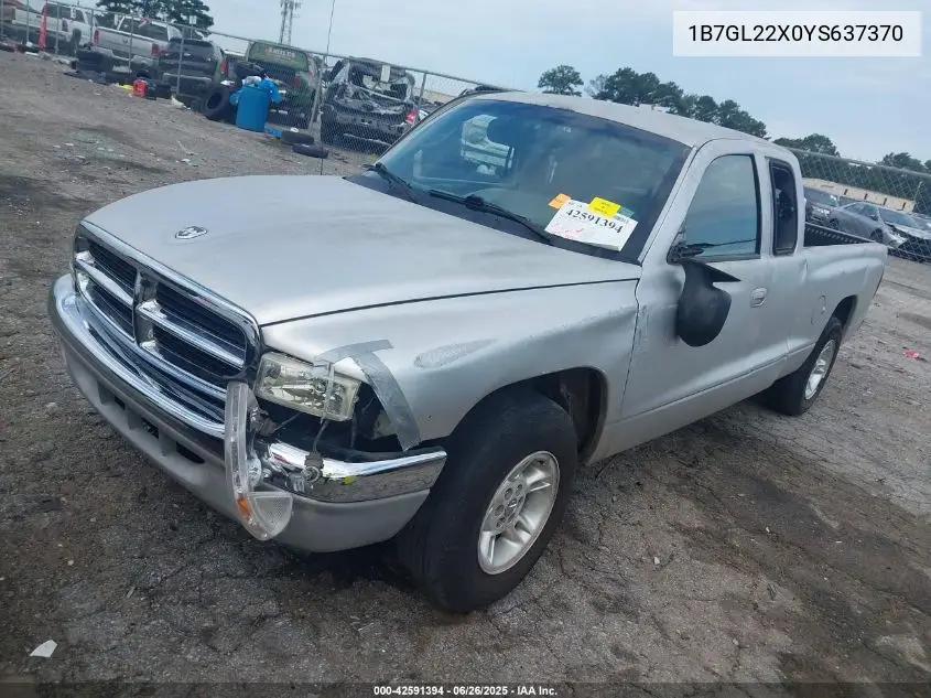 2000 Dodge Dakota Slt/Sport VIN: 1B7GL22X0YS637370 Lot: 42591394