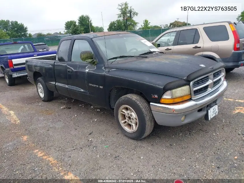 2000 Dodge Dakota VIN: 1B7GL22X2YS763505 Lot: 42608242