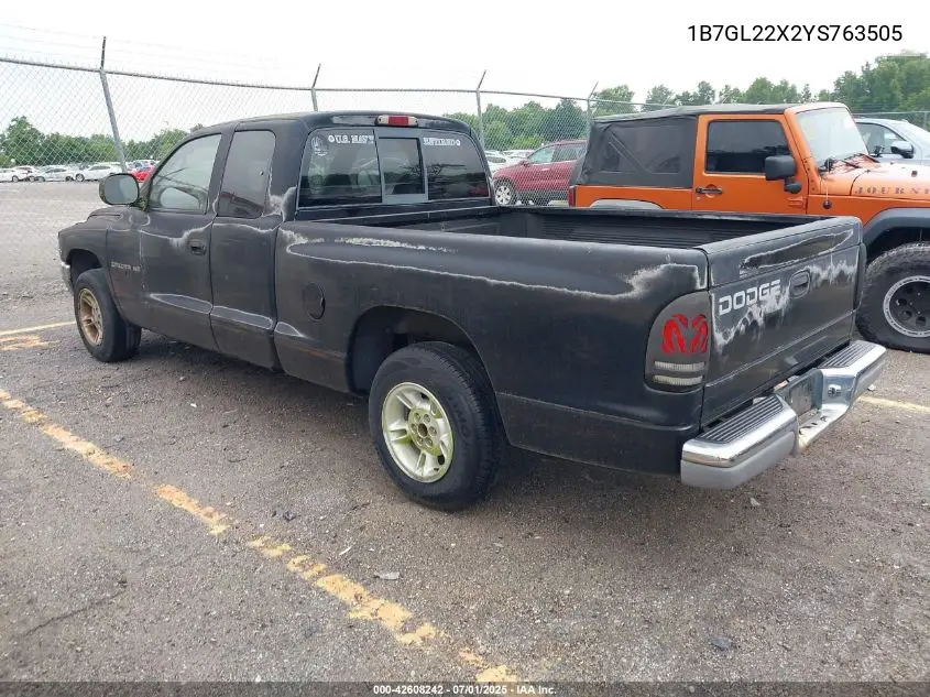 2000 Dodge Dakota VIN: 1B7GL22X2YS763505 Lot: 42608242