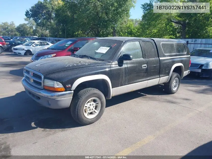 2000 Dodge Dakota Slt/Sport VIN: 1B7GG22N1YS757441 Lot: 42717341