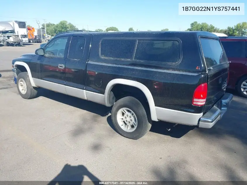 2000 Dodge Dakota Slt/Sport VIN: 1B7GG22N1YS757441 Lot: 42717341