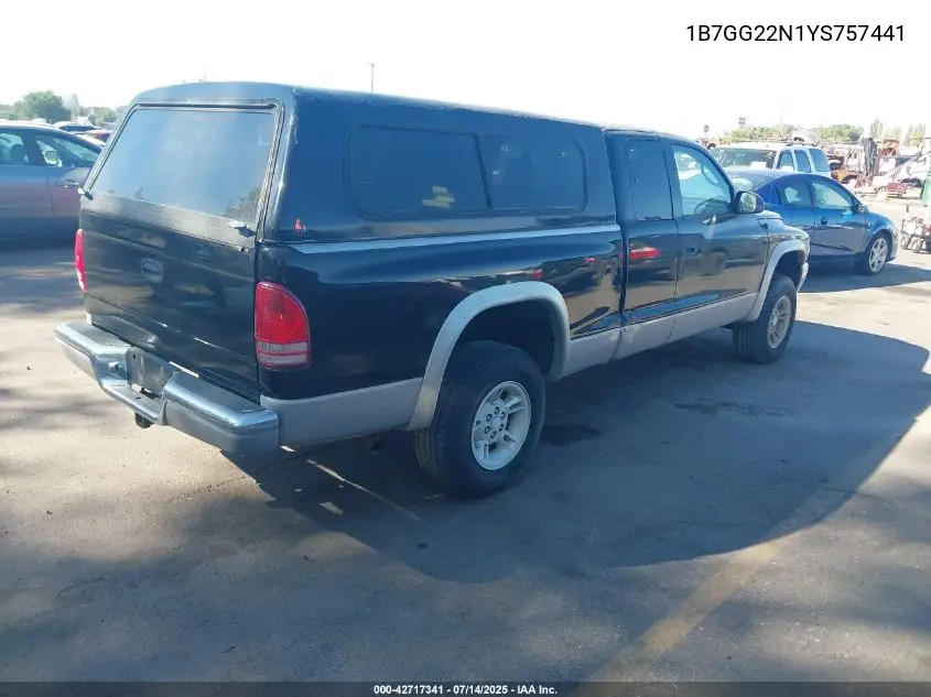 2000 Dodge Dakota Slt/Sport VIN: 1B7GG22N1YS757441 Lot: 42717341