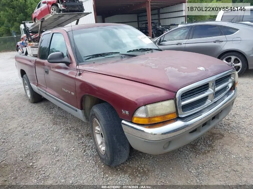 2000 Dodge Dakota Slt/Sport VIN: 1B7GL22X0YS546146 Lot: 42763567