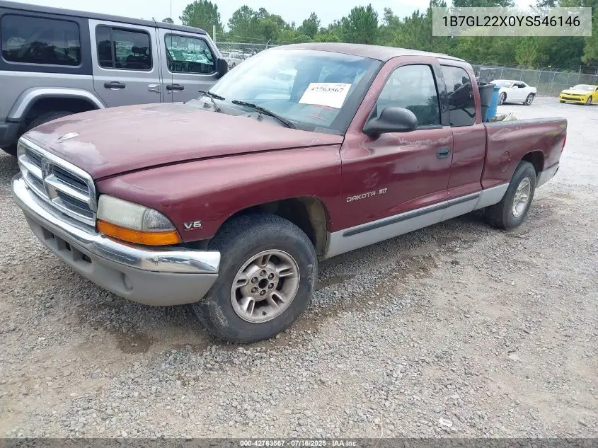 2000 Dodge Dakota Slt/Sport VIN: 1B7GL22X0YS546146 Lot: 42763567