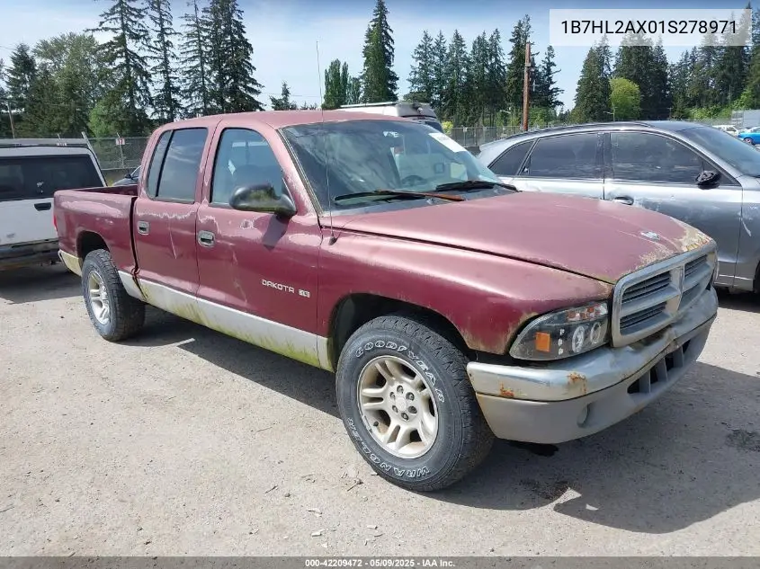 2001 Dodge Dakota Slt/Sport VIN: 1B7HL2AX01S278971 Lot: 42209472