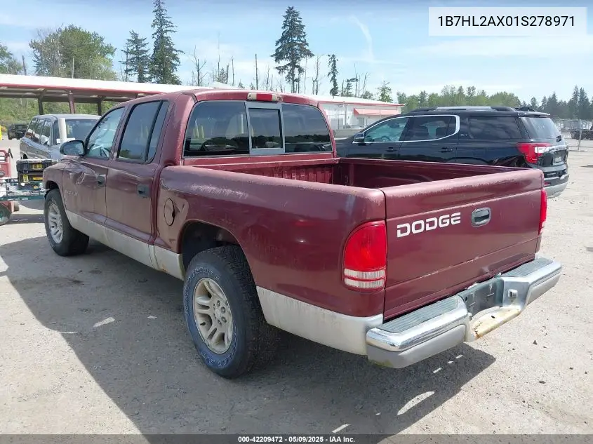 2001 Dodge Dakota Slt/Sport VIN: 1B7HL2AX01S278971 Lot: 42209472