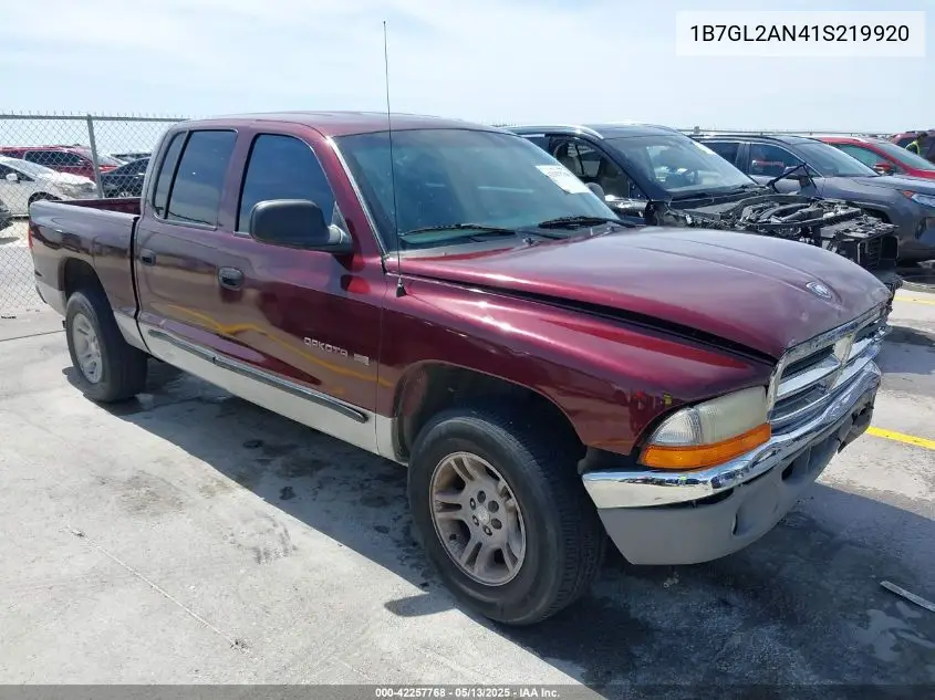 2001 Dodge Dakota Slt/Sport VIN: 1B7GL2AN41S219920 Lot: 42257768