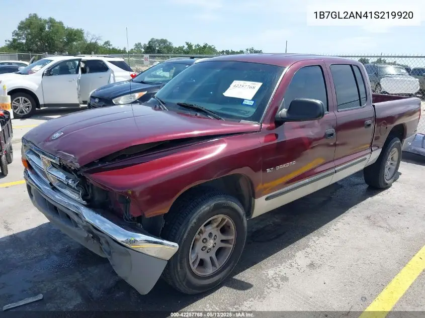 2001 Dodge Dakota Slt/Sport VIN: 1B7GL2AN41S219920 Lot: 42257768