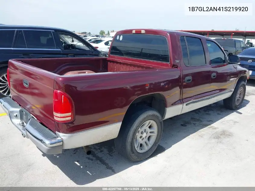 2001 Dodge Dakota Slt/Sport VIN: 1B7GL2AN41S219920 Lot: 42257768