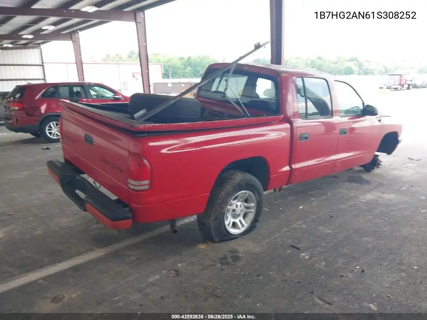 2001 Dodge Dakota Slt/Sport VIN: 1B7HG2AN61S308252 Lot: 42592638