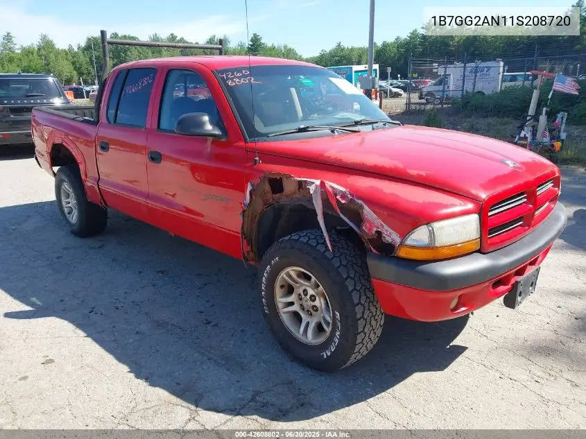 2001 Dodge Dakota Slt/Sport VIN: 1B7GG2AN11S208720 Lot: 42608802