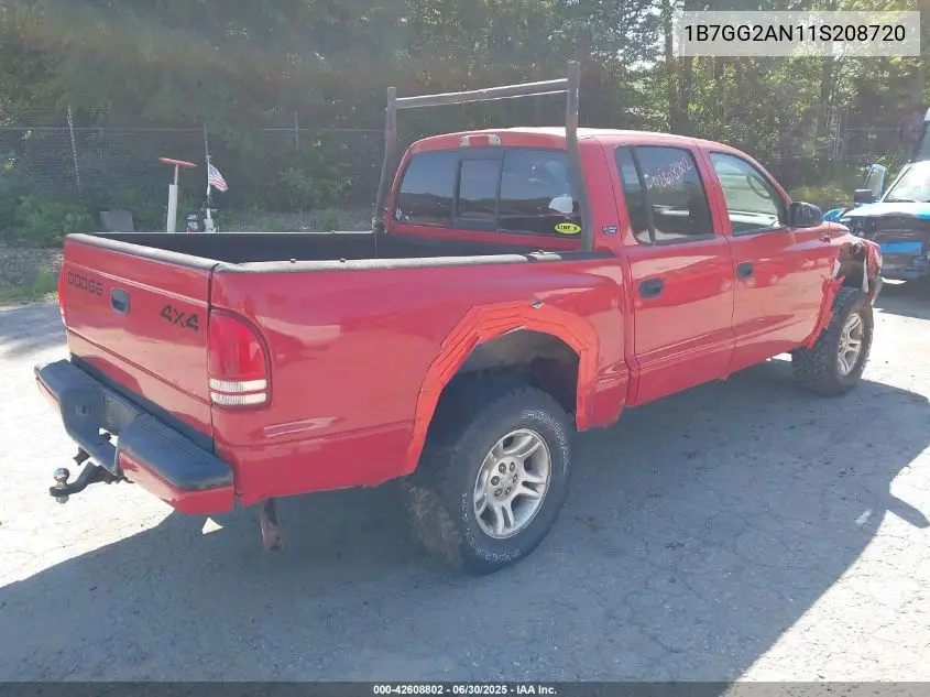 2001 Dodge Dakota Slt/Sport VIN: 1B7GG2AN11S208720 Lot: 42608802