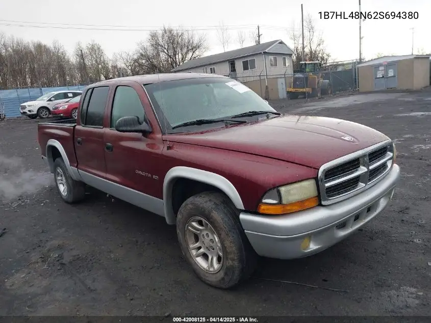 2002 Dodge Dakota Slt VIN: 1B7HL48N62S694380 Lot: 42008125