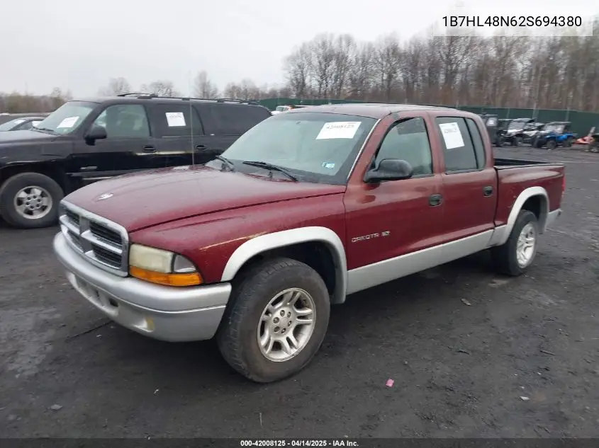 2002 Dodge Dakota Slt VIN: 1B7HL48N62S694380 Lot: 42008125