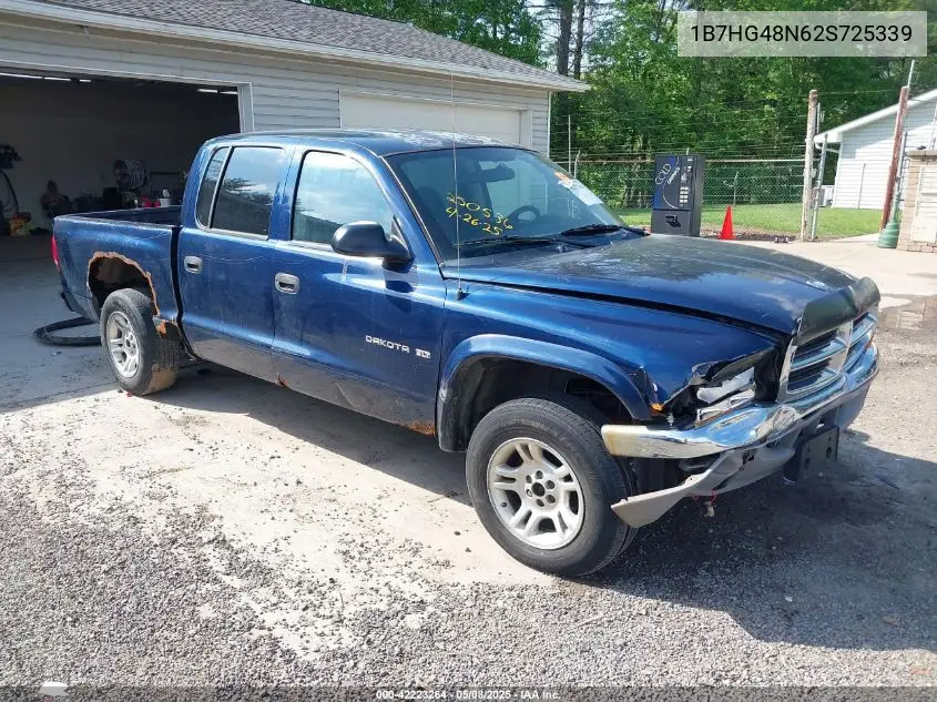 2002 Dodge Dakota Slt VIN: 1B7HG48N62S725339 Lot: 42223264