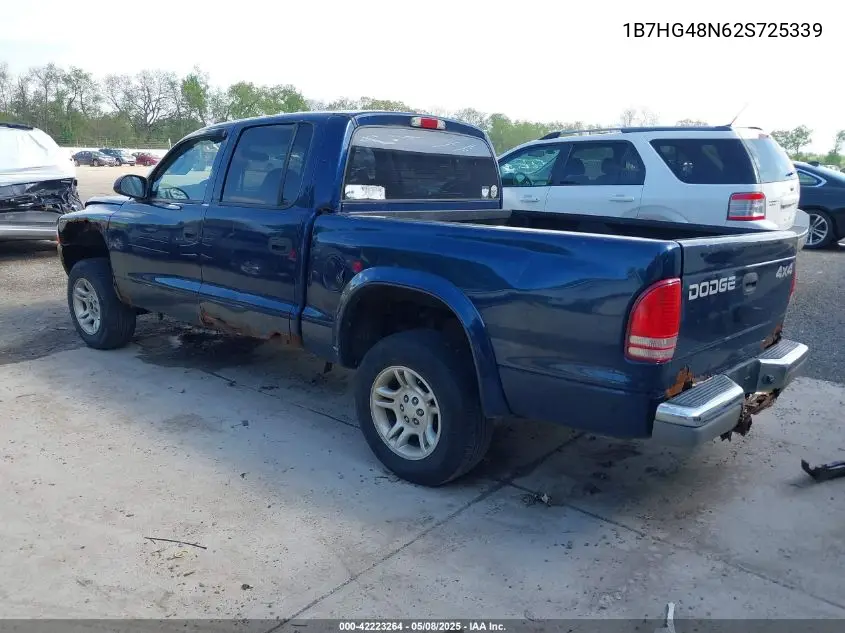 2002 Dodge Dakota Slt VIN: 1B7HG48N62S725339 Lot: 42223264