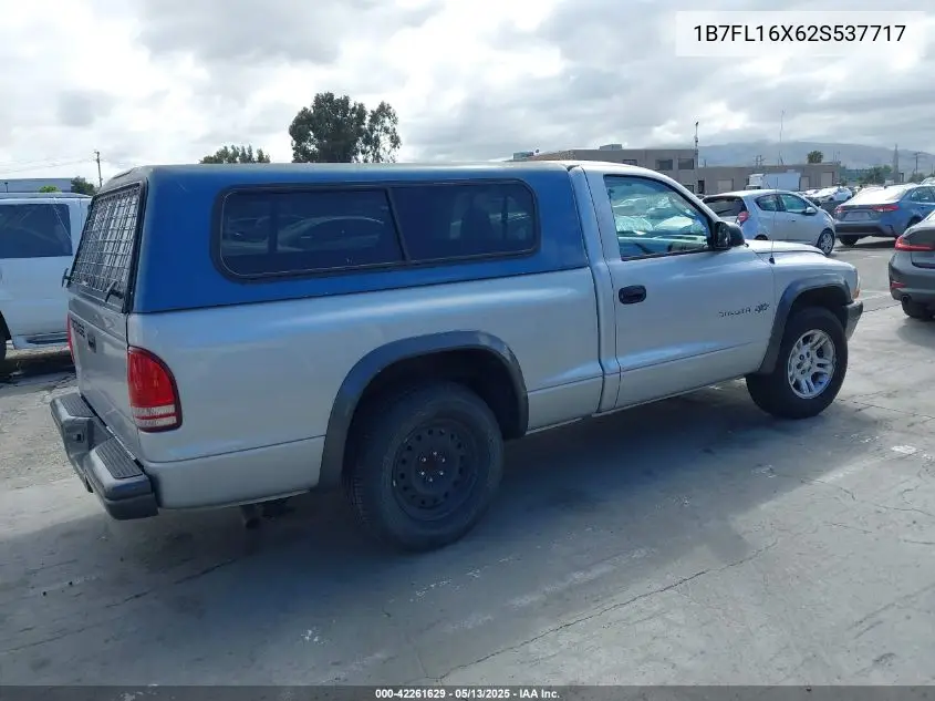 2002 Dodge Dakota VIN: 1B7FL16X62S537717 Lot: 42261629