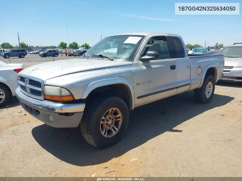 2002 Dodge Dakota Slt VIN: 1B7GG42N32S634050 Lot: 42582142