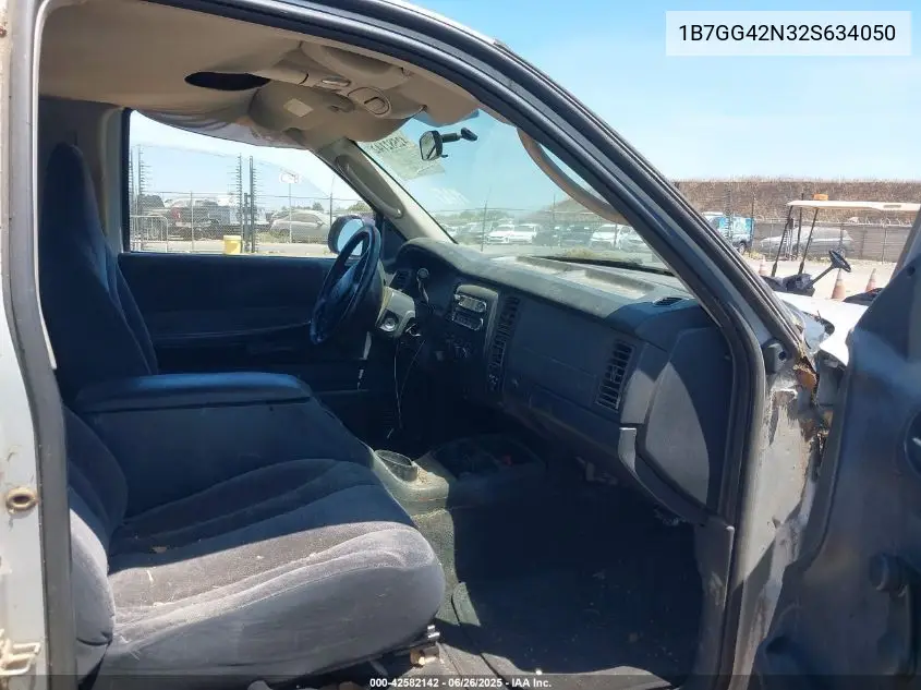 2002 Dodge Dakota Slt VIN: 1B7GG42N32S634050 Lot: 42582142