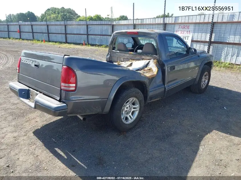 2002 Dodge Dakota VIN: 1B7FL16XX2S556951 Lot: 42739202