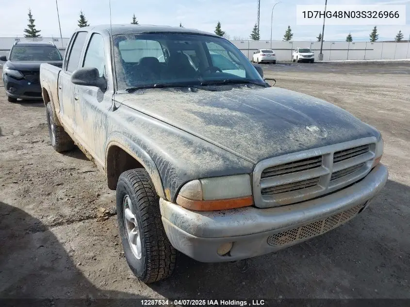 2003 Dodge Dakota Quad Slt VIN: 1D7HG48N03S326966 Lot: 12287534