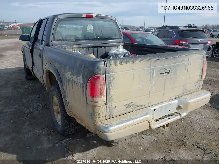 2003 Dodge Dakota Quad Slt VIN: 1D7HG48N03S326966 Lot: 12287534