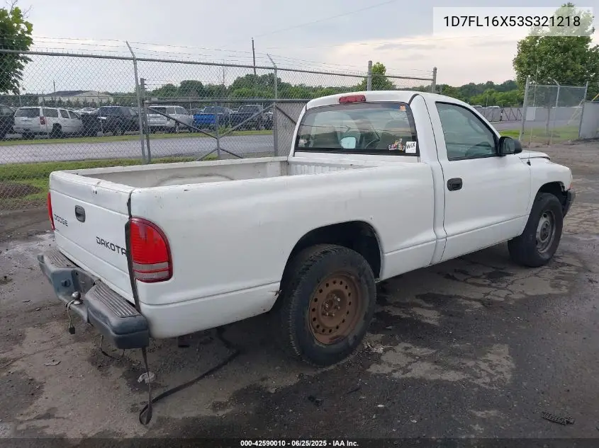 2003 Dodge Dakota VIN: 1D7FL16X53S321218 Lot: 42590010