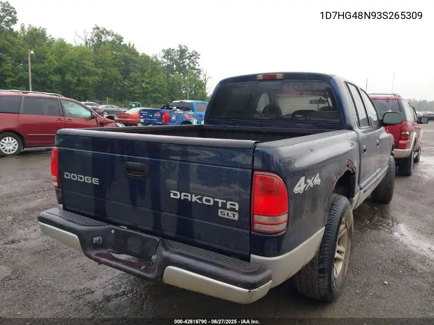 2003 Dodge Dakota Slt VIN: 1D7HG48N93S265309 Lot: 42616790