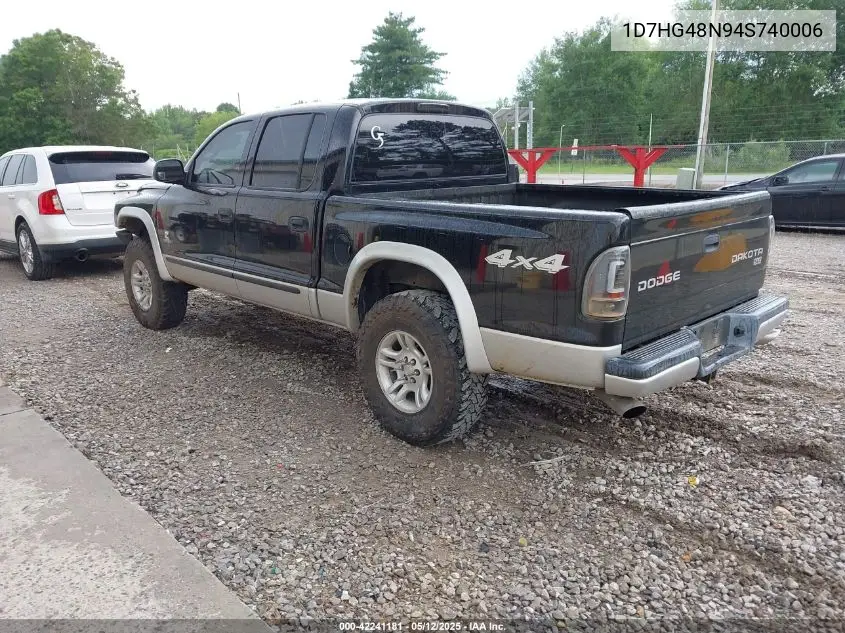 2004 Dodge Dakota Slt VIN: 1D7HG48N94S740006 Lot: 42241181