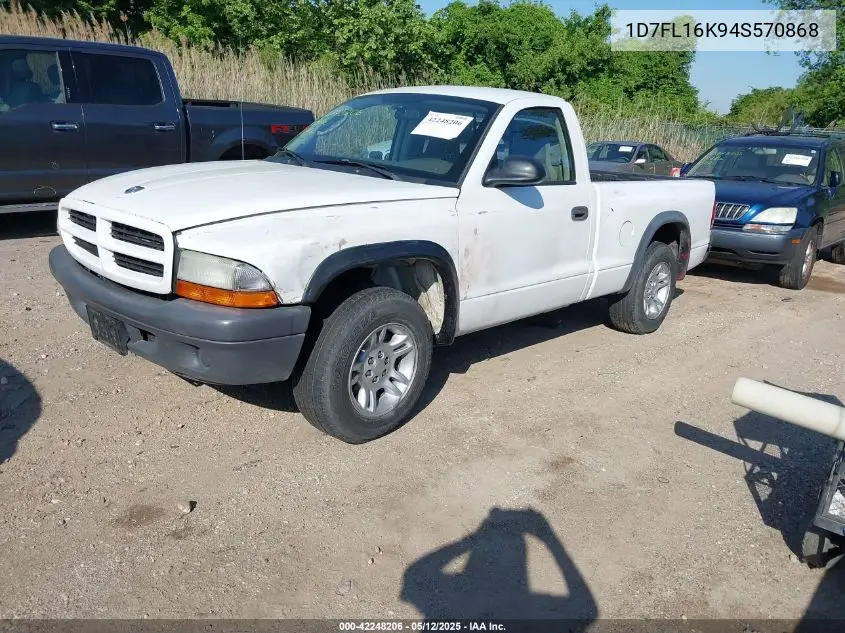 2004 Dodge Dakota Sxt VIN: 1D7FL16K94S570868 Lot: 42248206