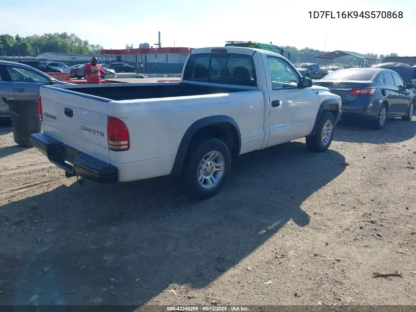 2004 Dodge Dakota Sxt VIN: 1D7FL16K94S570868 Lot: 42248206