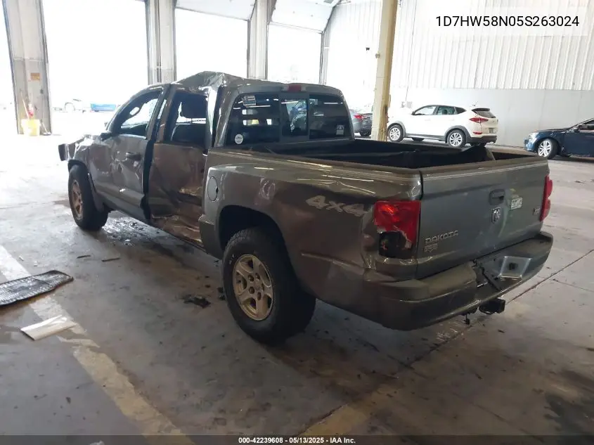 2005 Dodge Dakota Laramie VIN: 1D7HW58N05S263024 Lot: 42239608