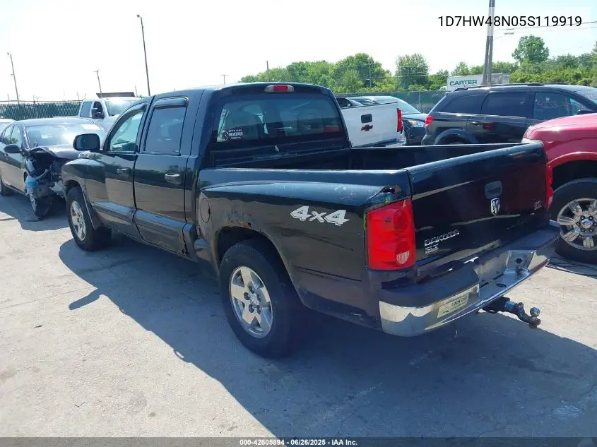 2005 Dodge Dakota Slt VIN: 1D7HW48N05S119919 Lot: 42605894