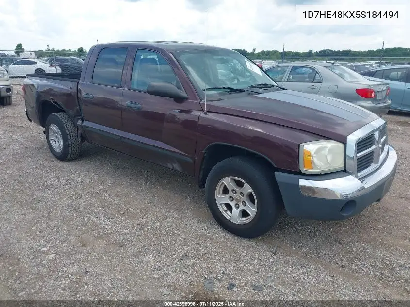 2005 Dodge Dakota Slt VIN: 1D7HE48KX5S184494 Lot: 42698998