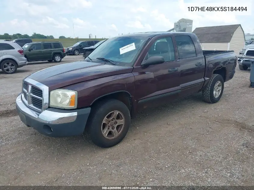 2005 Dodge Dakota Slt VIN: 1D7HE48KX5S184494 Lot: 42698998