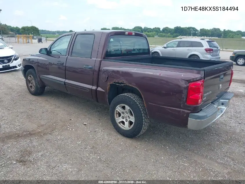 2005 Dodge Dakota Slt VIN: 1D7HE48KX5S184494 Lot: 42698998