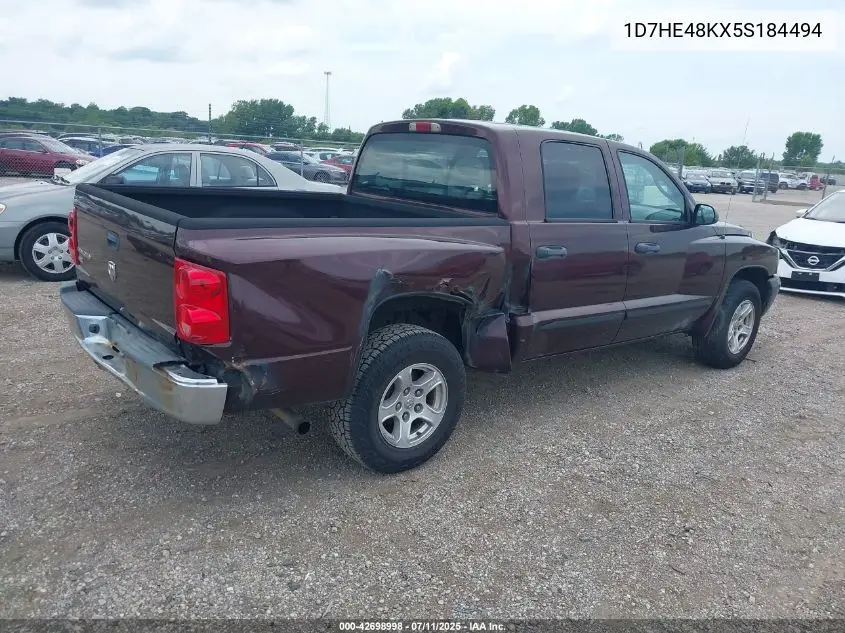 2005 Dodge Dakota Slt VIN: 1D7HE48KX5S184494 Lot: 42698998