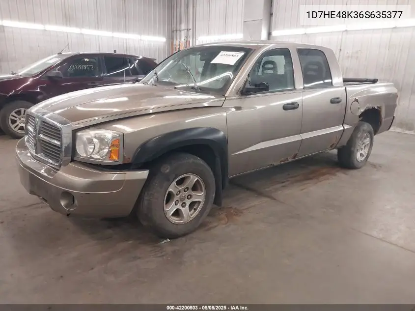 2006 Dodge Dakota Slt VIN: 1D7HE48K36S635377 Lot: 42200803