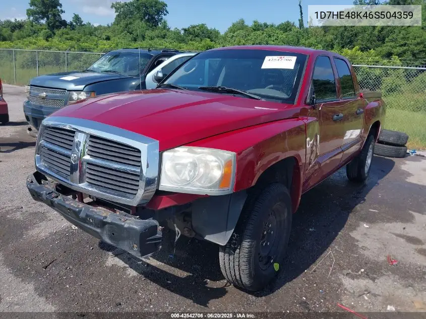 2006 Dodge Dakota Slt VIN: 1D7HE48K46S504359 Lot: 42542706