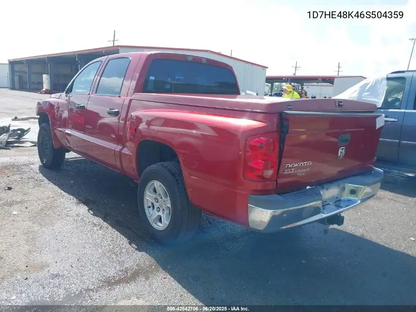 2006 Dodge Dakota Slt VIN: 1D7HE48K46S504359 Lot: 42542706
