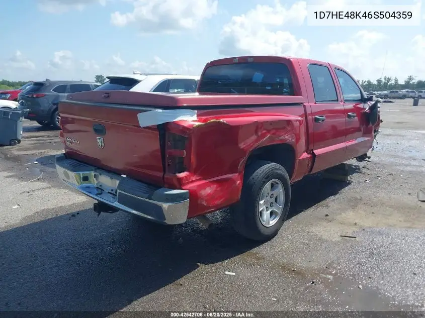 2006 Dodge Dakota Slt VIN: 1D7HE48K46S504359 Lot: 42542706
