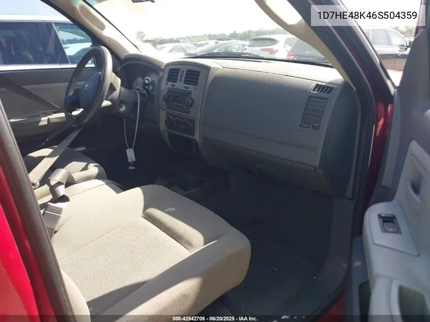 2006 Dodge Dakota Slt VIN: 1D7HE48K46S504359 Lot: 42542706
