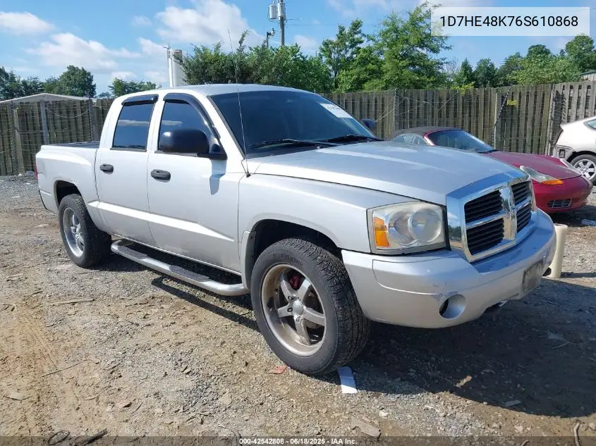 2006 Dodge Dakota Slt VIN: 1D7HE48K76S610868 Lot: 42542808