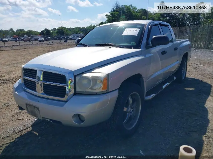 2006 Dodge Dakota Slt VIN: 1D7HE48K76S610868 Lot: 42542808
