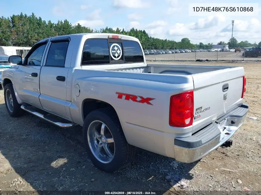 2006 Dodge Dakota Slt VIN: 1D7HE48K76S610868 Lot: 42542808