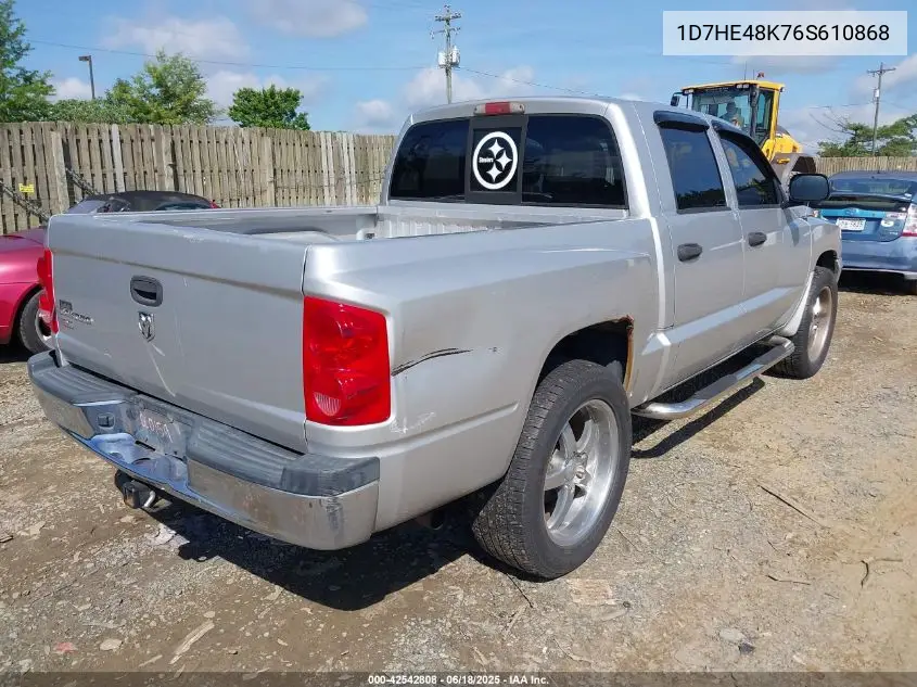 2006 Dodge Dakota Slt VIN: 1D7HE48K76S610868 Lot: 42542808