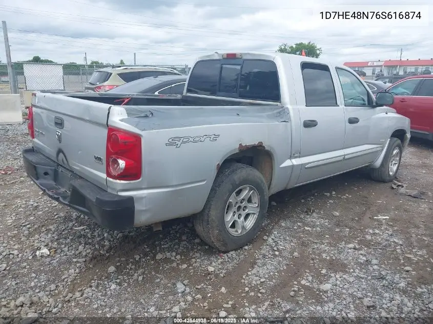 2006 Dodge Dakota Slt VIN: 1D7HE48N76S616874 Lot: 42544938