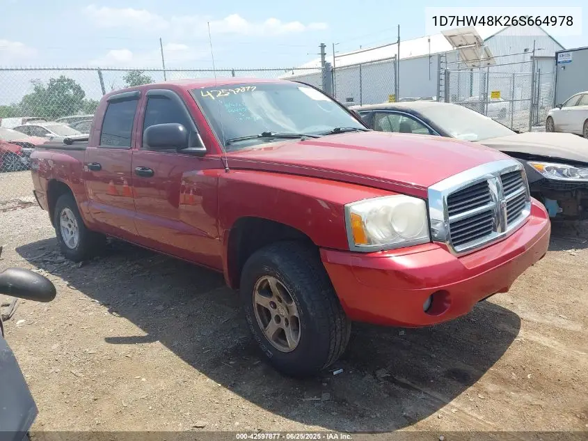 2006 Dodge Dakota Slt VIN: 1D7HW48K26S664978 Lot: 42597877