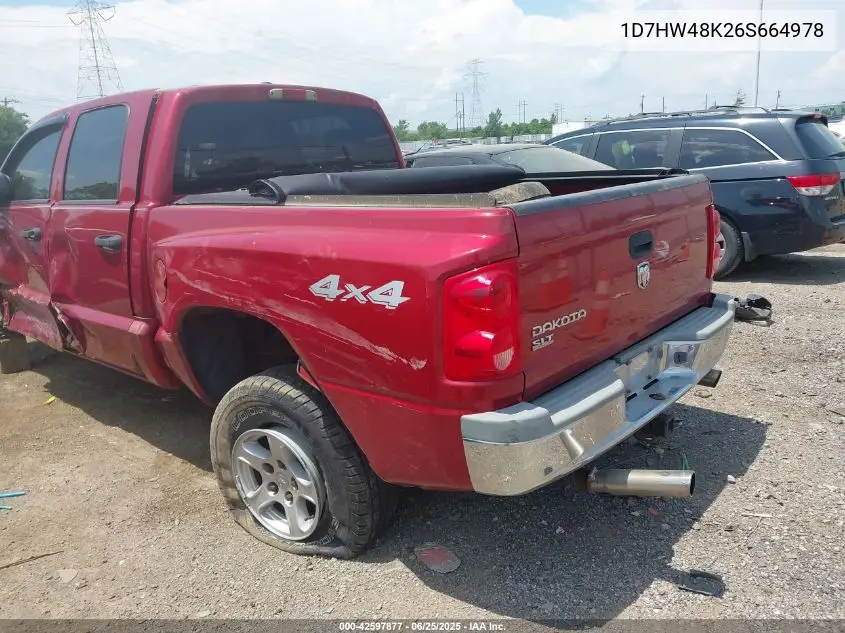 2006 Dodge Dakota Slt VIN: 1D7HW48K26S664978 Lot: 42597877